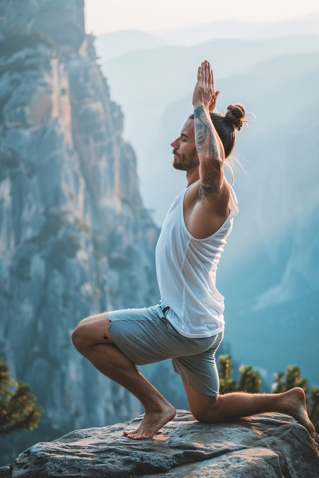 man fantasy setting practicing yoga mindful meditation_23 2151416408
